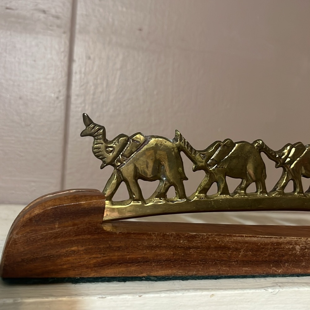 INDIA ELEPHANT CARAVAN WOOD AND BRASS VINTAGE - Picture 4 of 7